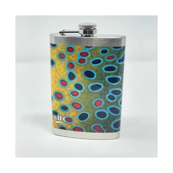 New in BoxMontana Fly Company Stainless Steel Hip Flasks 8 oz Rainbow Trout - Picture 1 of 4